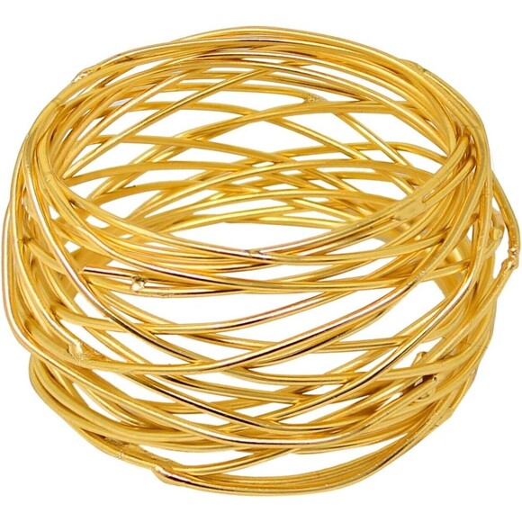 12-Pc Skavij Napkin Rings Set Made in India Gold Metal Rings New Orig Package - Picture 4 of 6